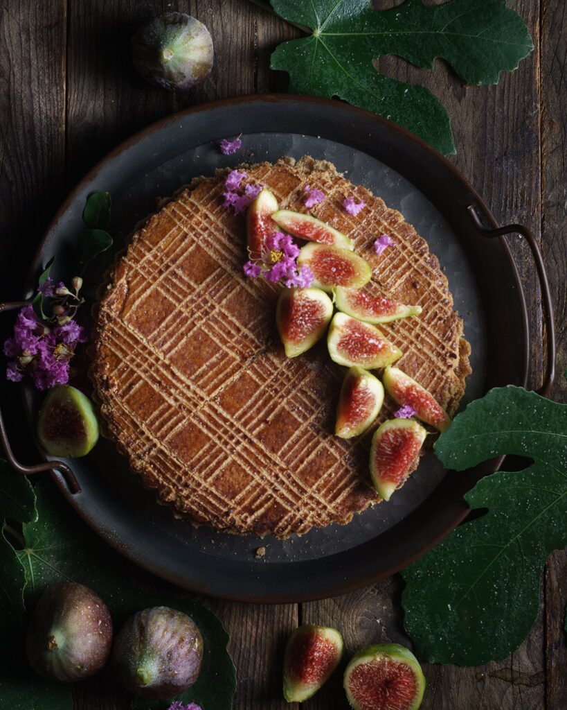 crostata frolla farro crema olio oliva fichi